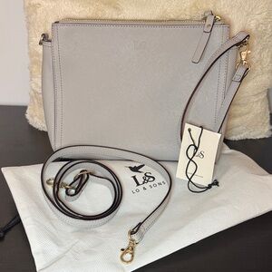 Lo & Sons Light Gray Pearl Saffiano Crossbody Bag
